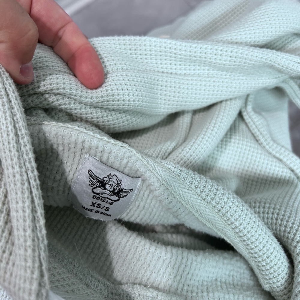 Boys Lie Sage Green Hoodie with Angel Print - Picture 5 of 5